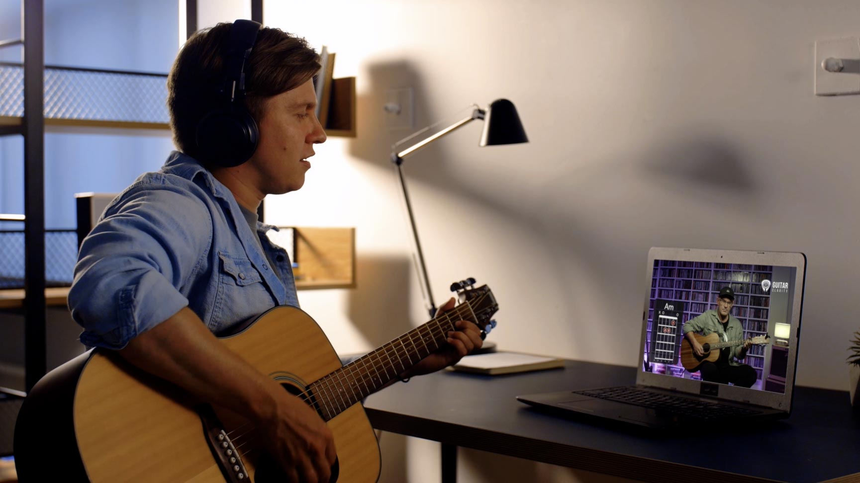 Guitar student chatting with AI assistant